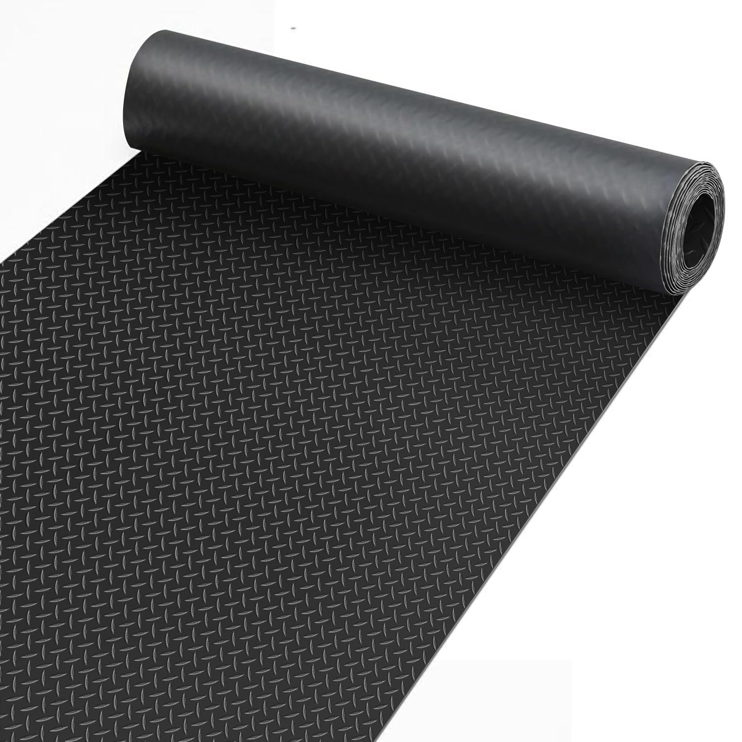 4x10FT Garage Floor Mat, Garage Floor Roll for Under Car, Golf Cart Parking Mat, Diamond Plate PVC Rubber Motorcycle Mat, Non-Slip Floor Protector for Garage Warehouse Trailer