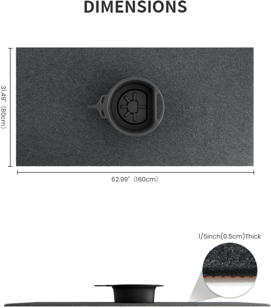 Heavy Duty Oil Spill Mat, Garage Floor Mat, 63" x 31" Waterproof Rubber Backing Oil Absorbent Pads, 1/5" Thick Reusable Under Auto Repair Mat for Garage Floor Surface Protection-Dark Gray