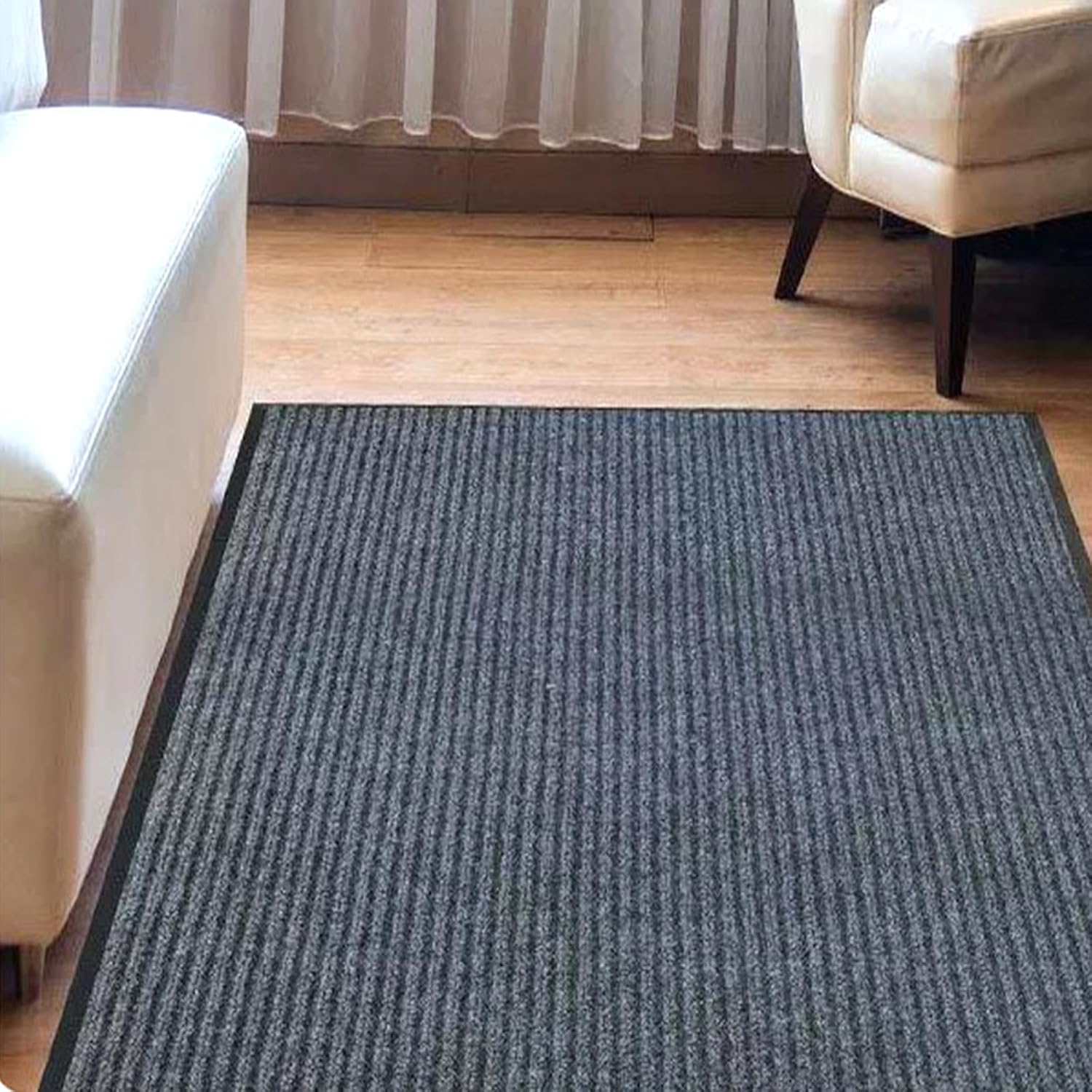 3 x 10 FT Commercial Runner Rug, Floor Mat Area Rugs with Non-Slip PVC Backing Indoor Outdoor Hallway Carpet Runner for Kitchen Balconies Living Room Dining Room Decks Patio - Gray
