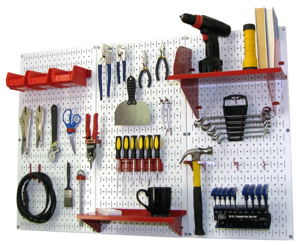 Wall Control Pegboard Organizer 4 ft. Metal Pegboard Standard Tool Storage Kit with Black Toolboard and Black Accessories