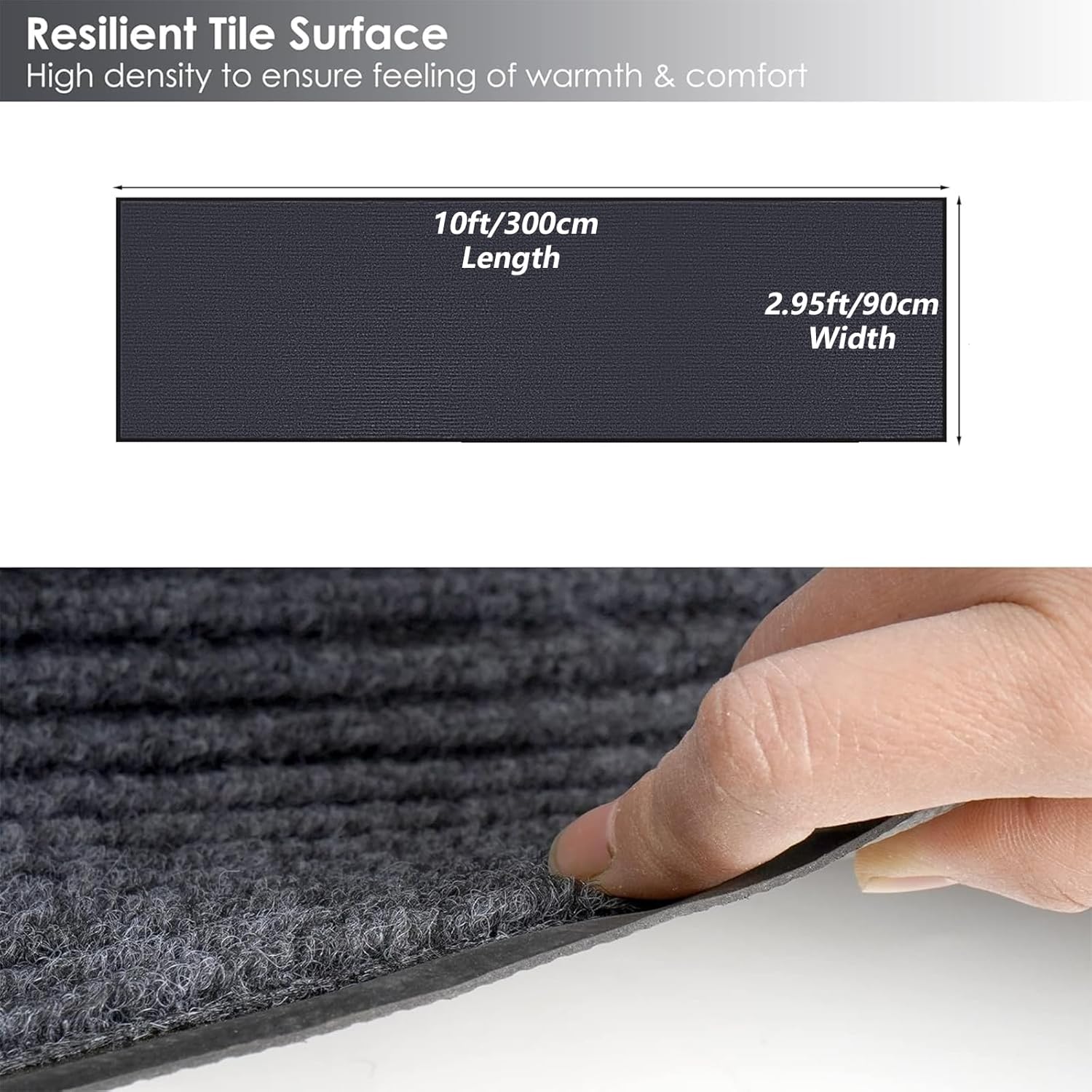 3 x 10 FT Commercial Runner Rug, Floor Mat Area Rugs with Non-Slip PVC Backing Indoor Outdoor Hallway Carpet Runner for Kitchen Balconies Living Room Dining Room Decks Patio - Gray