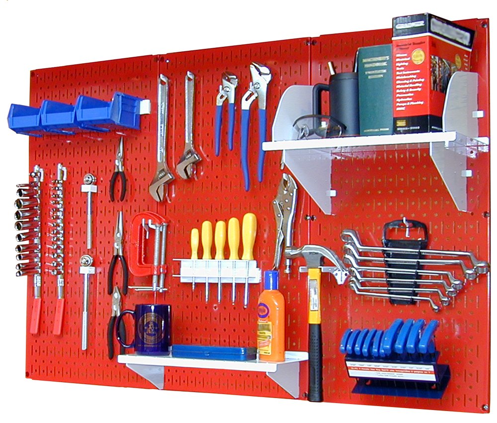Wall Control Pegboard Organizer 4 ft. Metal Pegboard Standard Tool Storage Kit with Black Toolboard and Black Accessories