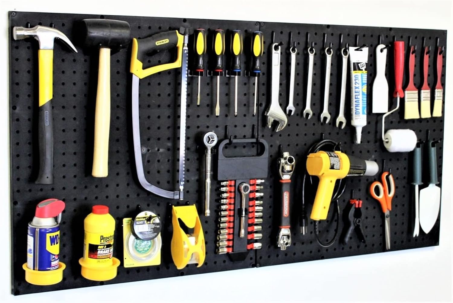 WALLPEG Pegboard Garage Organizer Kit – 48” Wide Wall Mounted Peg Board Panels with 36 Locking Hooks – Tool & Garage Organization System – Fits Standard 1/4” Pegboard