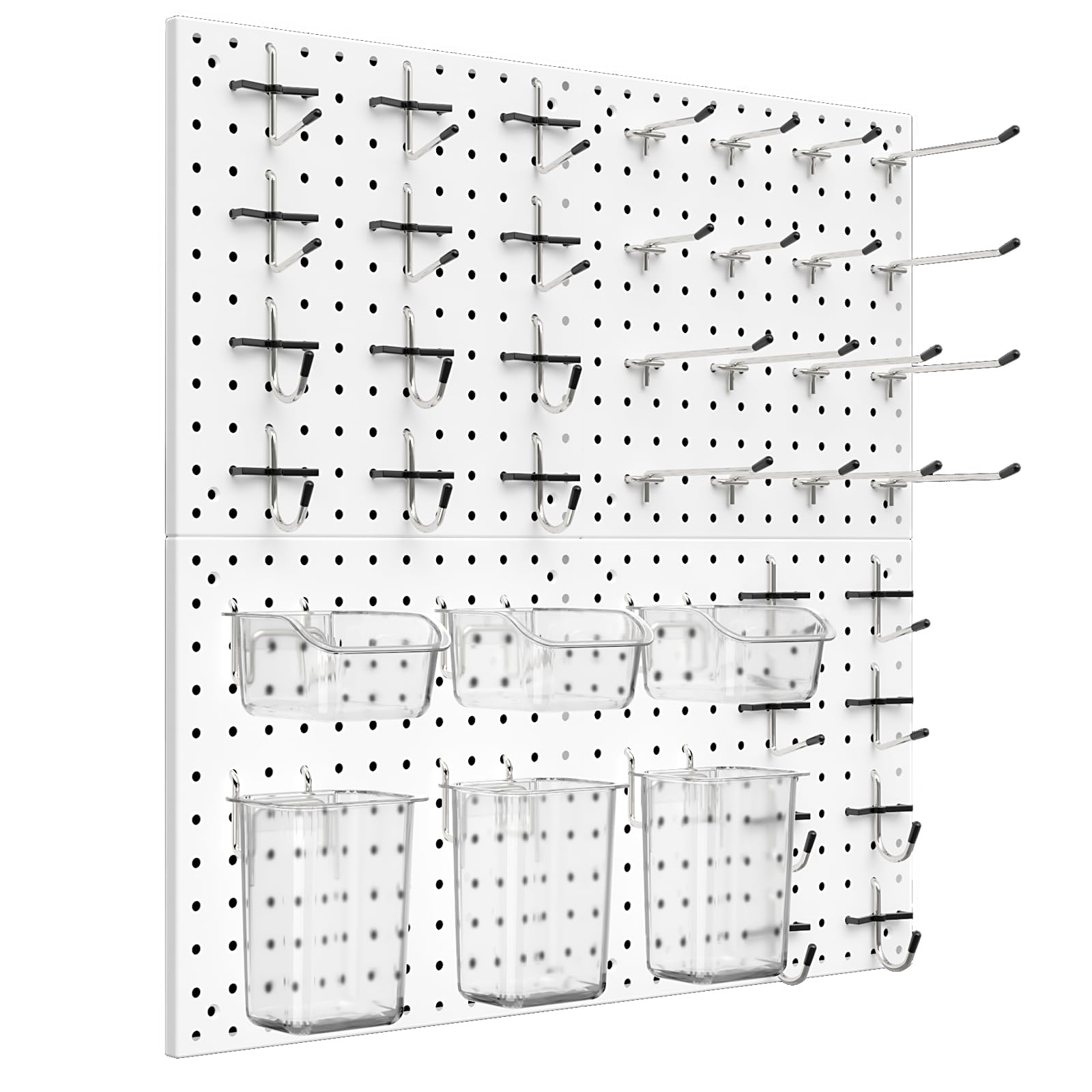 Peg Board Kit, Includes Pegboard and Accessories,with Hooks and Bins,Peg Board Wall Organizer for Office,Ornaments Display,Crafts Organization (129, Black)