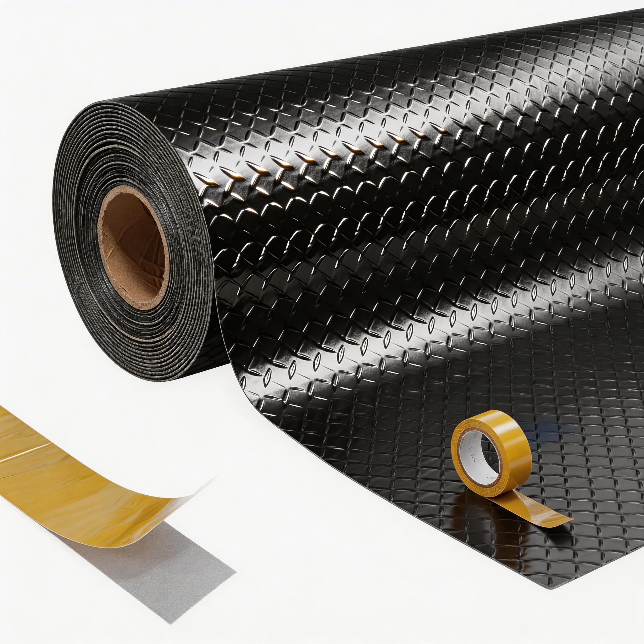Garvee 7.5x20 FT Garage Floor Mat,Thickened Diamond Plate PVC Garage Mats Flooring Roll,Heavy Duty Parking Mat,Waterproof Non-Slip Floor Protector for Cars/Warehouse/Basement/Workshop(Black)