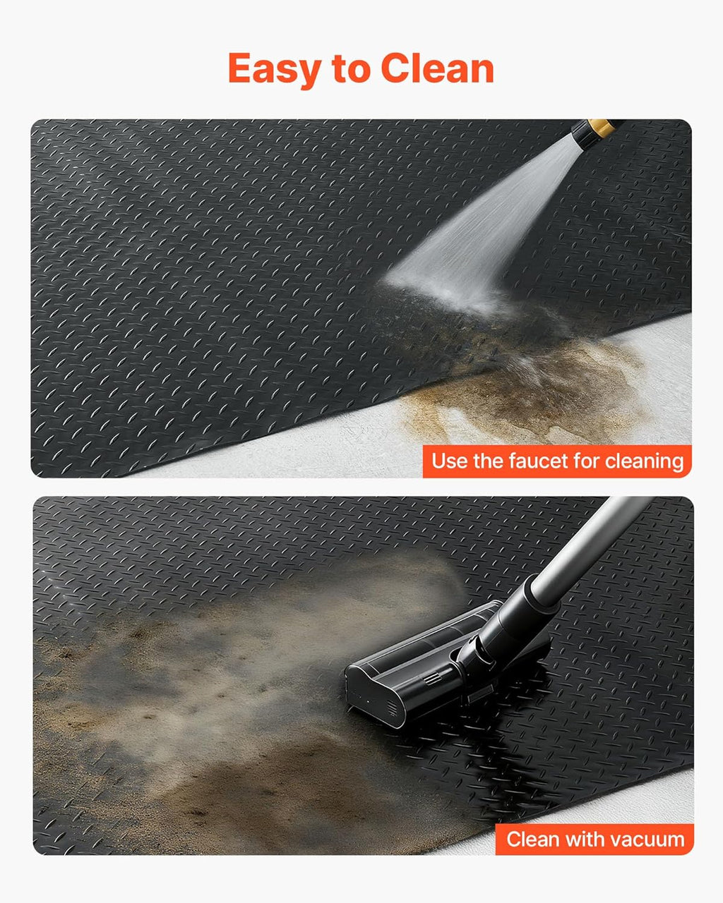 VEVOR Garage Floor Roll, 4 x 7 ft Garage Flooring Mat, 2.2 mm Thickened PVC Diamond Plate Floor Protector Mat with Double-Sided Tape, Non-Slip, Easy to Clean for Warehouse, Gyms, Trailer, Black