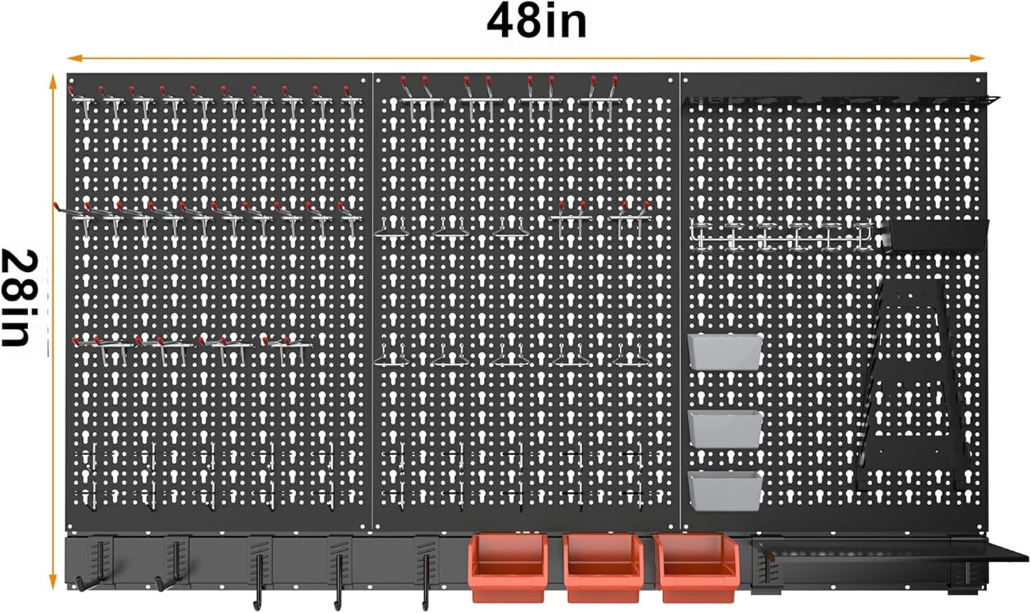 TORACK Metal Pegboard Wall Organizer System for Garage, 109PCS Kit with Pegboard Bins, Hooks, Peg Locks, Black Steel