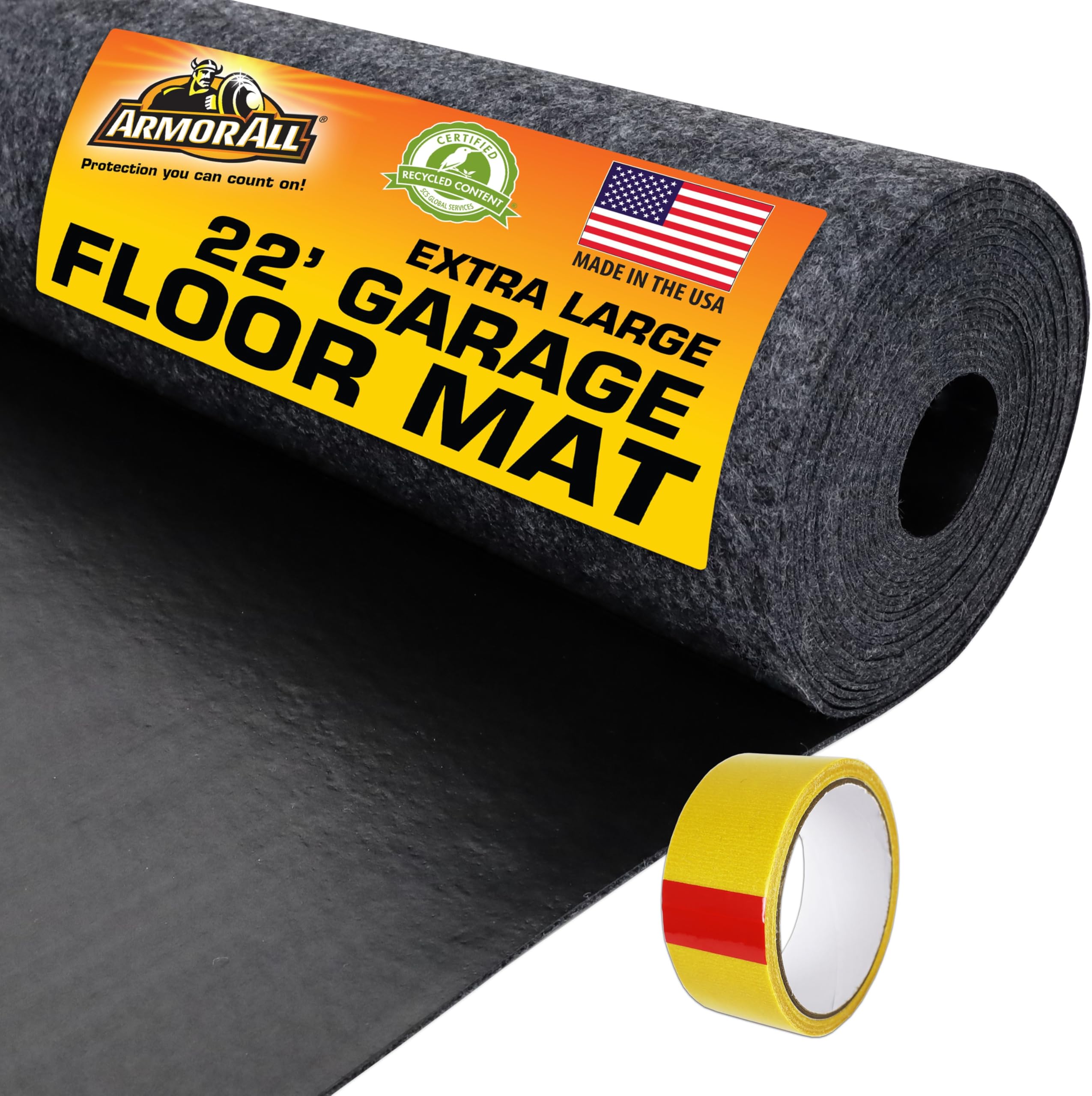 Armor All Garage Floor Mat (17' x 7'4"), Waterproof Garage Flooring, Absorbent, Premium Oil Spill Resistant Garage Pad, Durable, Protects Surfaces (Includes Double Sided Tape) (USA Made)