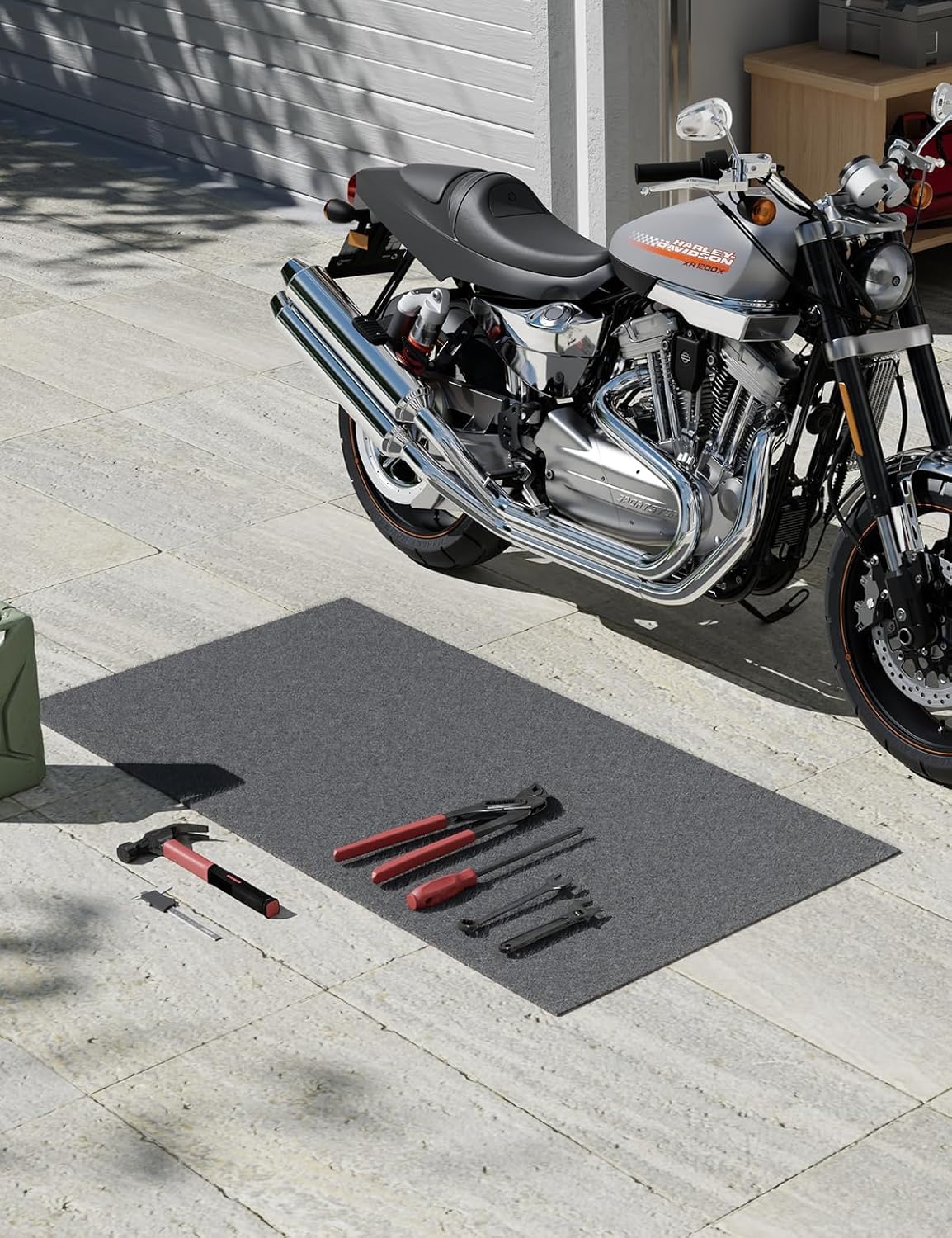 Heavy Duty Oil Spill Mat, Garage Floor Mat, 63" x 31" Waterproof Rubber Backing Oil Absorbent Pads, 1/5" Thick Reusable Under Auto Repair Mat for Garage Floor Surface Protection-Dark Gray