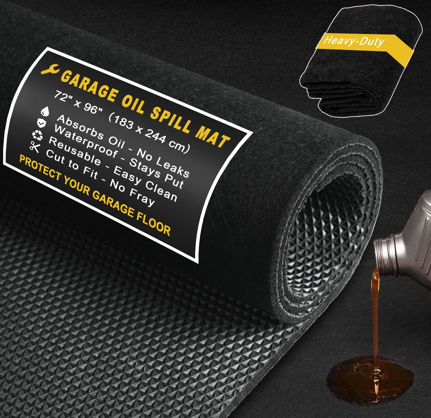 Heavy-Duty Garage Floor Mat 17' x 7'4" - Waterproof Garage Flooring for Cars & SUVs, Durable Garage Mats for Floor, Oil Spill Resistant Garage Pad, Under Car Mat, Garage Rug for Floor, Oil Change Mats