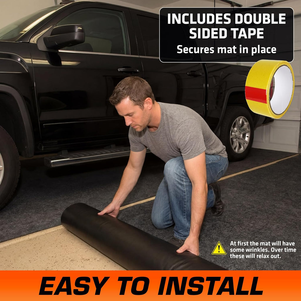 Armor All Garage Floor Mat (17' x 7'4"), Waterproof Garage Flooring, Absorbent, Premium Oil Spill Resistant Garage Pad, Durable, Protects Surfaces (Includes Double Sided Tape) (USA Made)