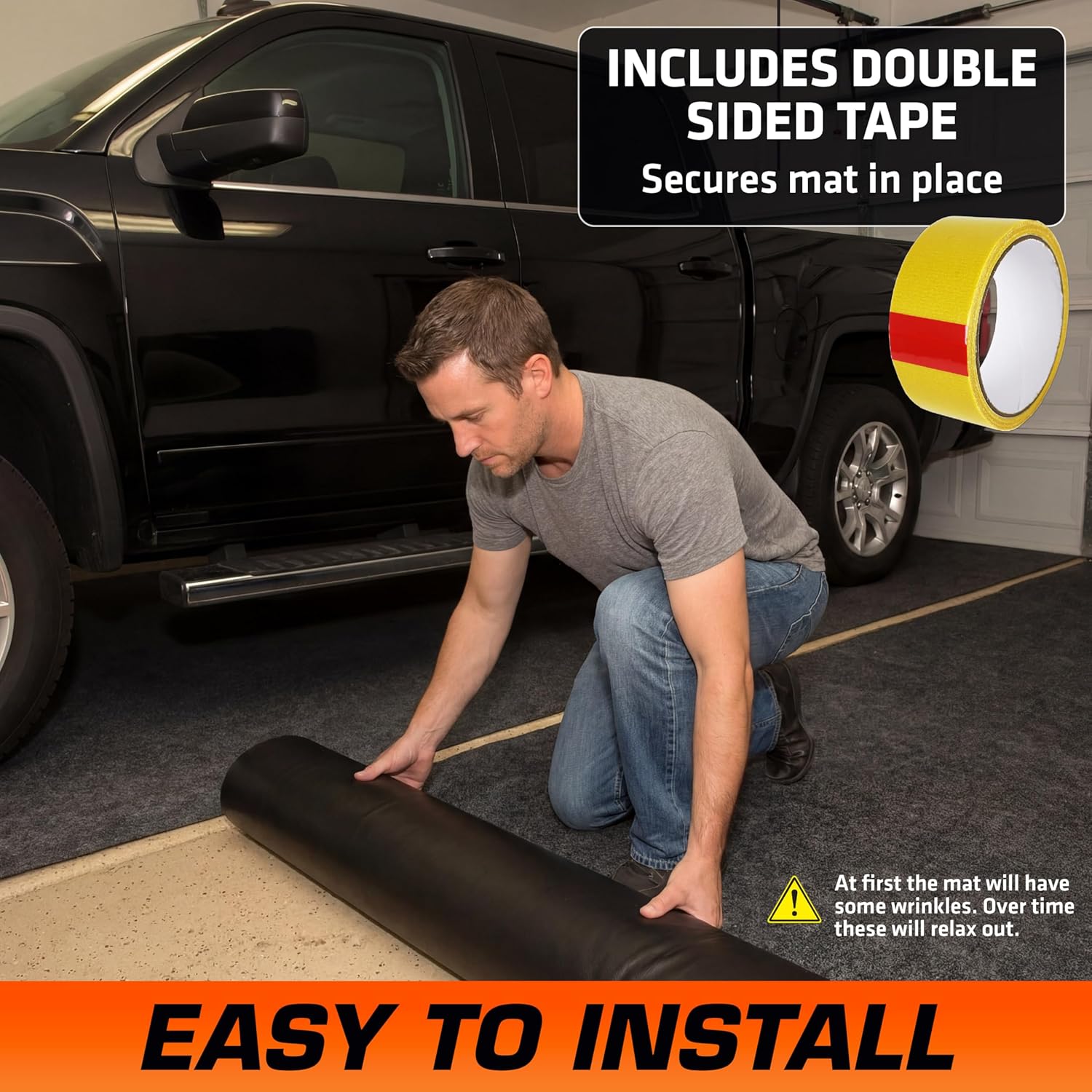 Armor All Garage Floor Mat (17' x 7'4"), Waterproof Garage Flooring, Absorbent, Premium Oil Spill Resistant Garage Pad, Durable, Protects Surfaces (Includes Double Sided Tape) (USA Made)