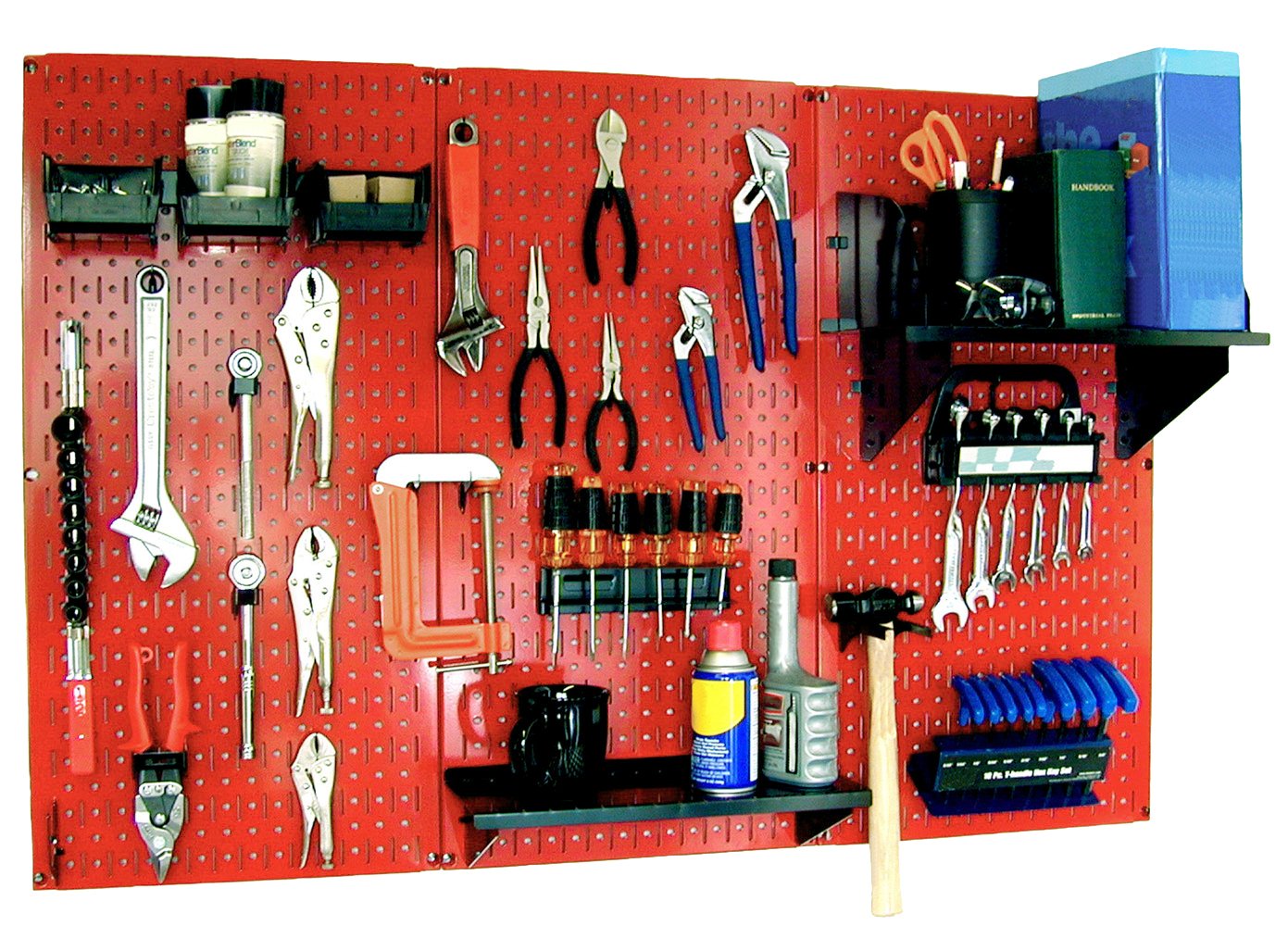 Wall Control Pegboard Organizer 4 ft. Metal Pegboard Standard Tool Storage Kit with Black Toolboard and Black Accessories