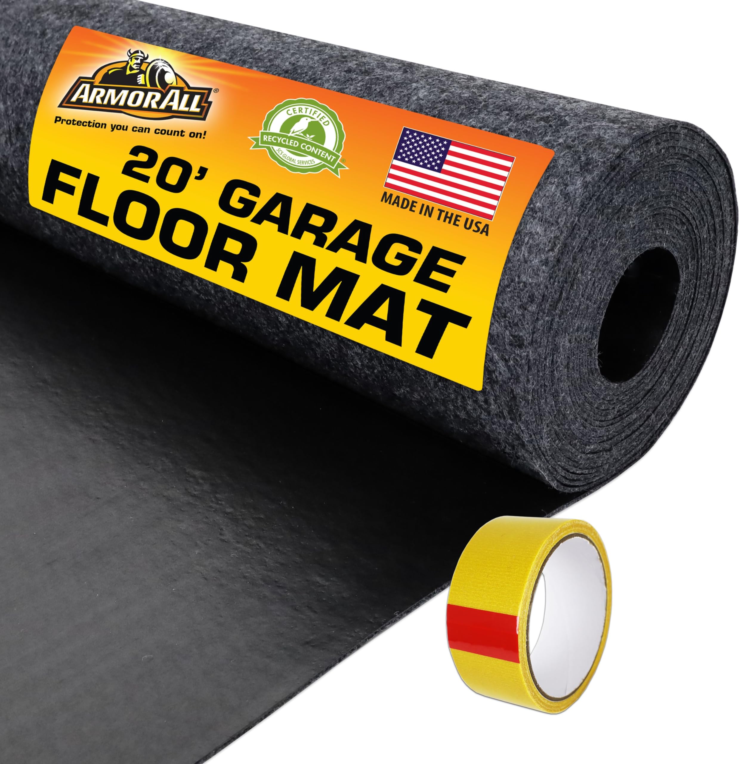 Armor All Garage Floor Mat (17' x 7'4"), Waterproof Garage Flooring, Absorbent, Premium Oil Spill Resistant Garage Pad, Durable, Protects Surfaces (Includes Double Sided Tape) (USA Made)