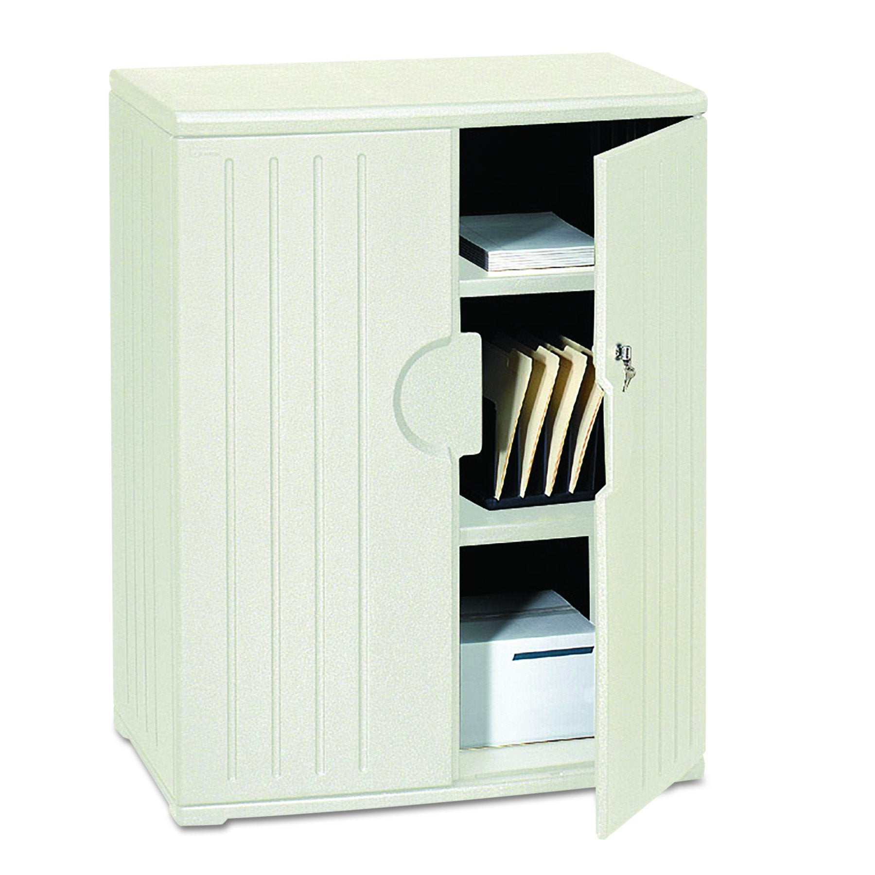 Iceberg Rough ‘N Ready Storage Cabinet – 72" Heavy-Duty Office Supply Organizer with 1 Fixed and 3 Adjustable Shelves, Lockable Doors, Black Finish – Industrial Utility Cabinet for Office or Garage