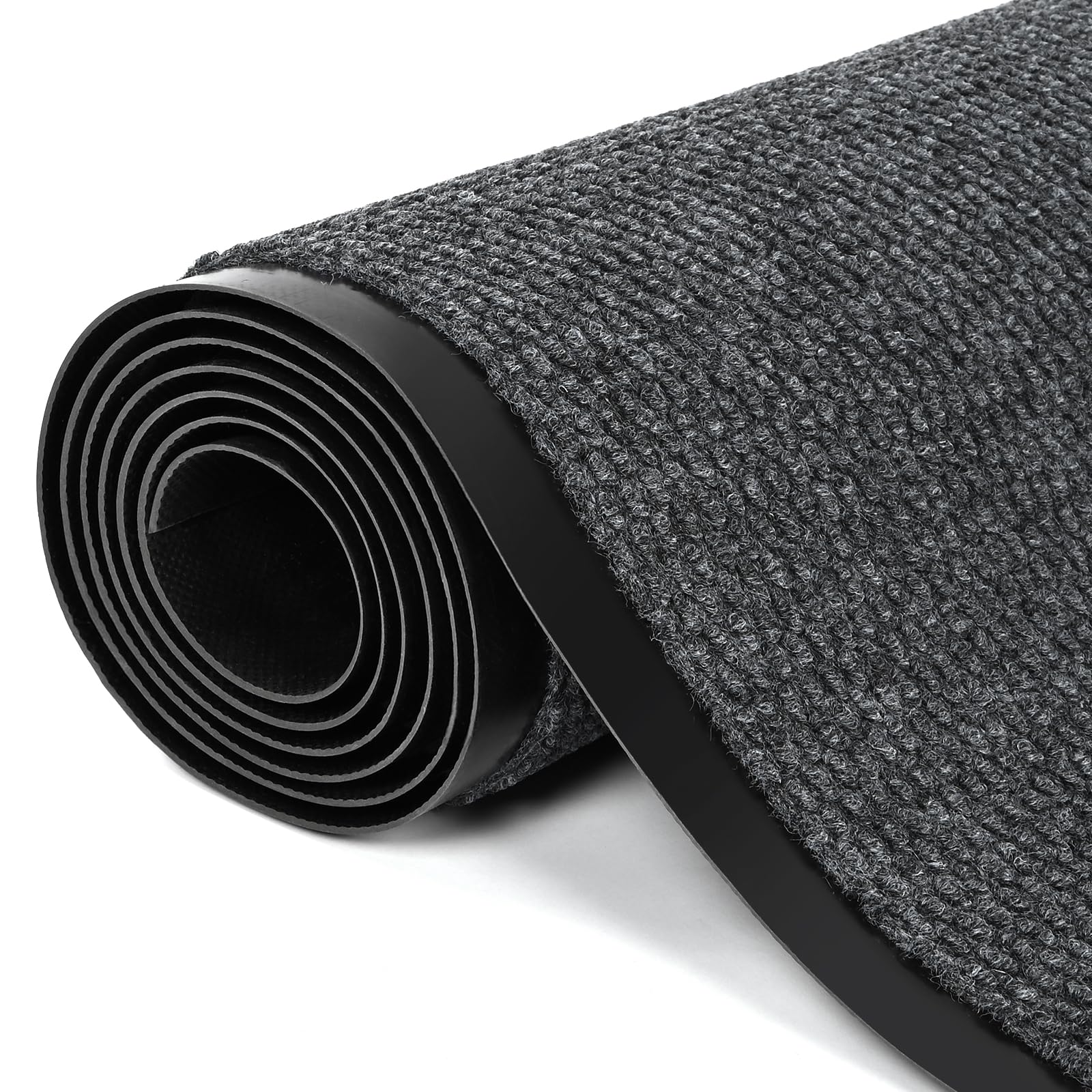 3 x 10 FT Commercial Runner Rug, Floor Mat Area Rugs with Non-Slip PVC Backing Indoor Outdoor Hallway Carpet Runner for Kitchen Balconies Living Room Dining Room Decks Patio - Gray