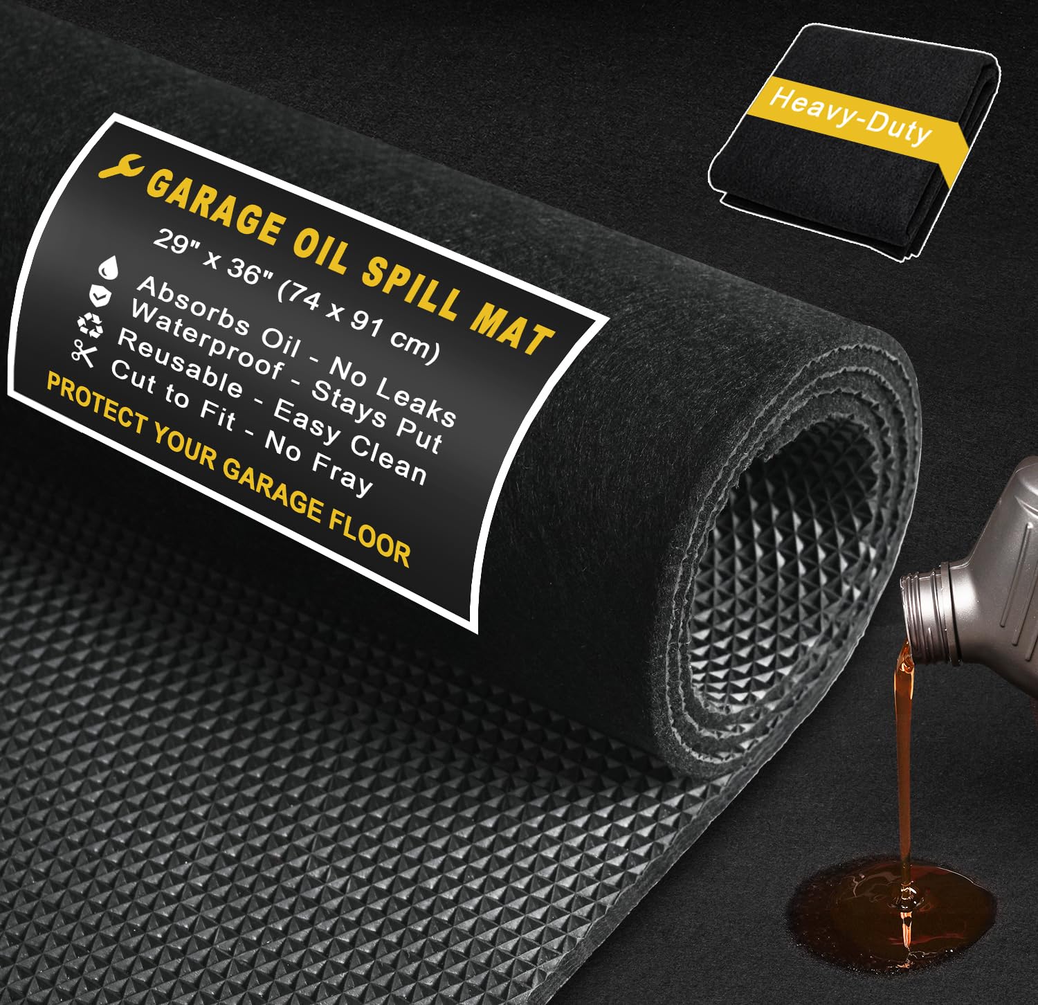 Heavy-Duty Garage Floor Mat 17' x 7'4" - Waterproof Garage Flooring for Cars & SUVs, Durable Garage Mats for Floor, Oil Spill Resistant Garage Pad, Under Car Mat, Garage Rug for Floor, Oil Change Mats