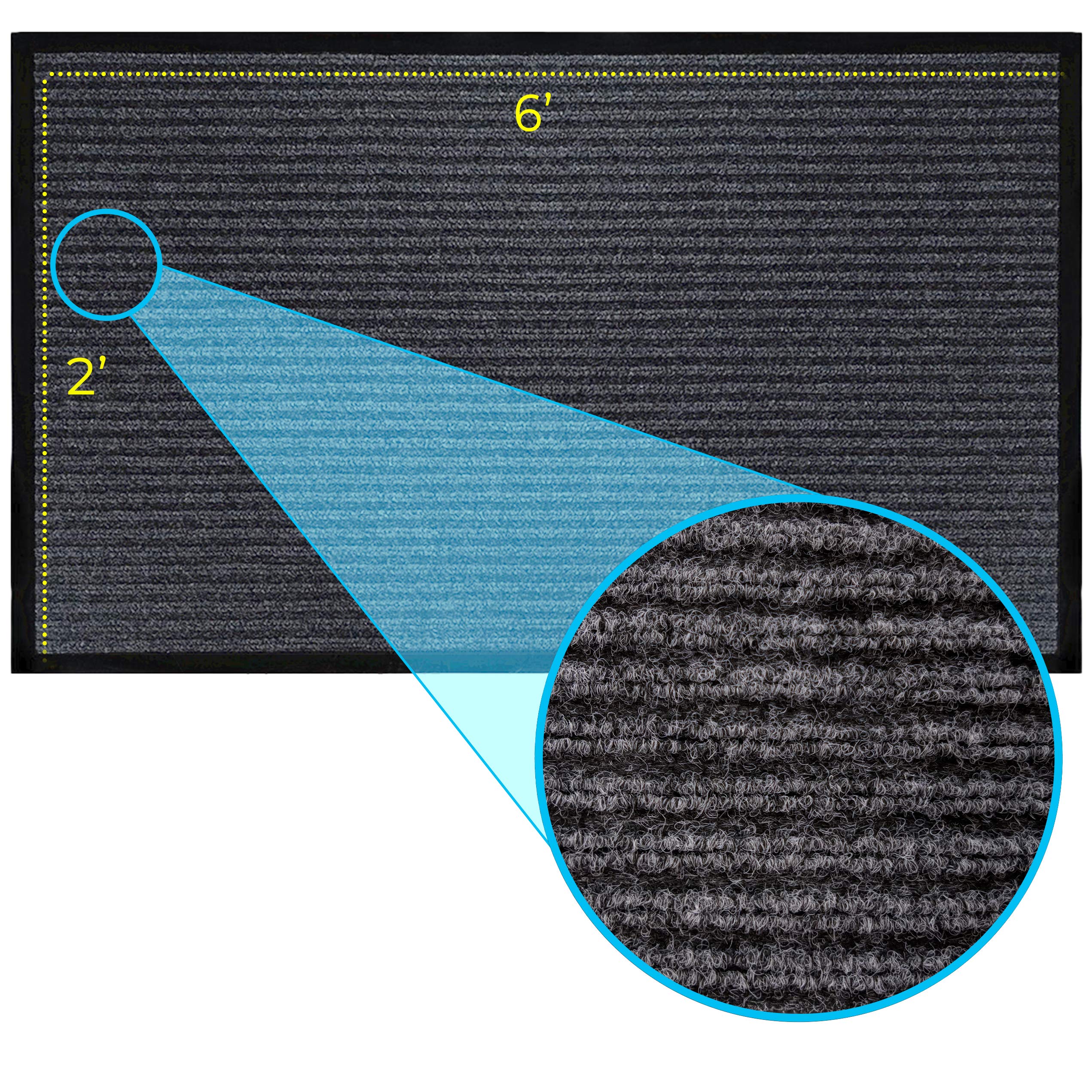 LuxUrux® Durable Rubber 3'x5' Commercial Door Mat - Heavy Duty, Indoor/Outdoor, Easy Clean, Waterproof, Patio, Garage - Commercial Floor Mat for Entry (3 x 5 Feet)